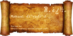 Maksai Árpád névjegykártya